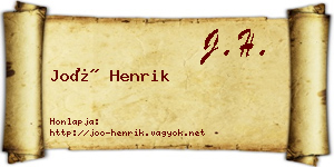 Joó Henrik névjegykártya