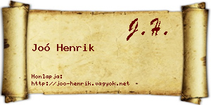 Joó Henrik névjegykártya